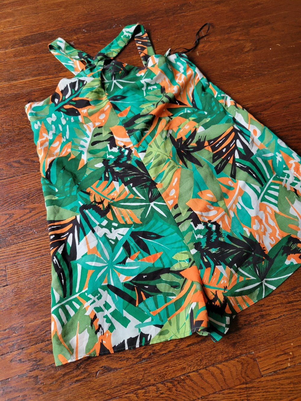 Zara Trafaluc Tropical Jumpsuit Romper Large Halter Style Green Orange Beach - Picture 5 of 17